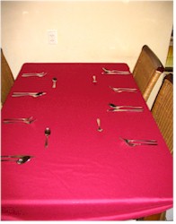 Bestek op tafel Kleed op tafel
